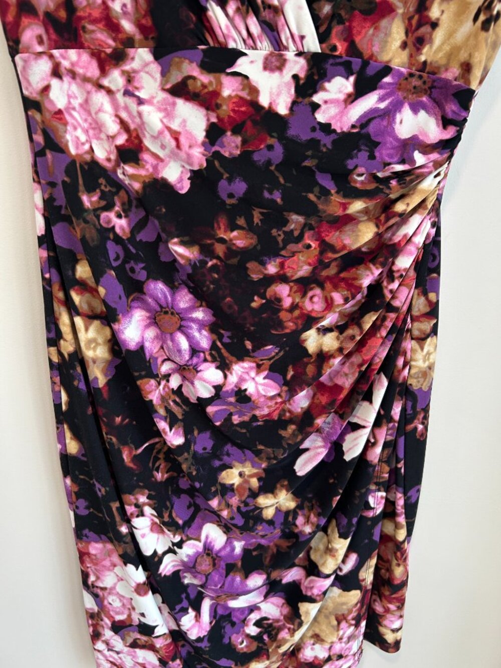 Lauren Ralph Lauren Floral Sheath Dress 10P‎ Petite Ruched V Neck Career Knee - Picture 4 of 8